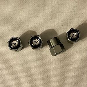 Mercedes Benz logo valve Stem caps in Gray set of 4 NWT